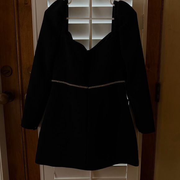 Self Portrait Black Crepe Diamante Detail Mini Dress, Size 8 - Picture 13 of 13